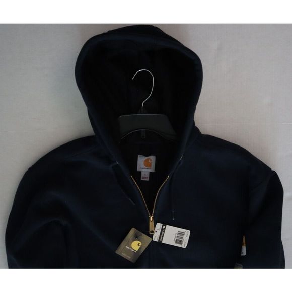 Carhartt Men's Sz L Dark Blue Rain Defender Thermal Lined Hooded Sweatshirt $200 - Picture 10 of 13